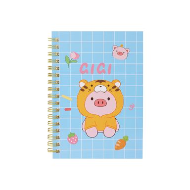 Libreta De Espiral Cerdita Gigi Pasta Dura Azul 10.8x15.3 cm 50 Hojas