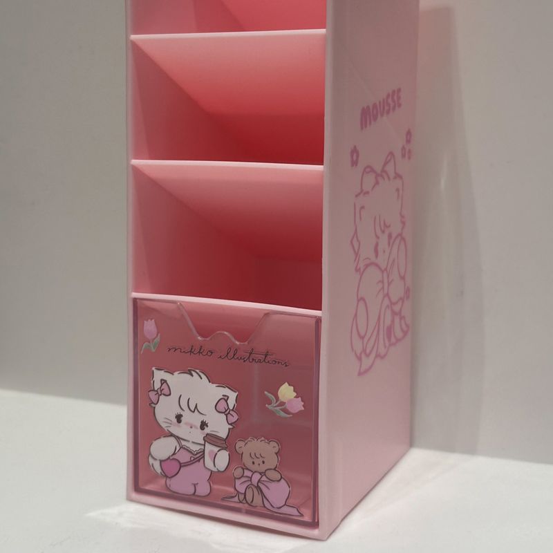 Organizador-De-Escritorio-Con-Secciones-Gatita-Mousse-Mikko-Pl-stico-Rosa-27x9-5x14-3-cm-2-28993