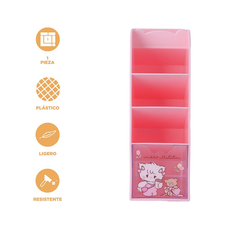 Organizador-De-Escritorio-Con-Secciones-Gatita-Mousse-Mikko-Pl-stico-Rosa-27x9-5x14-3-cm-3-28993