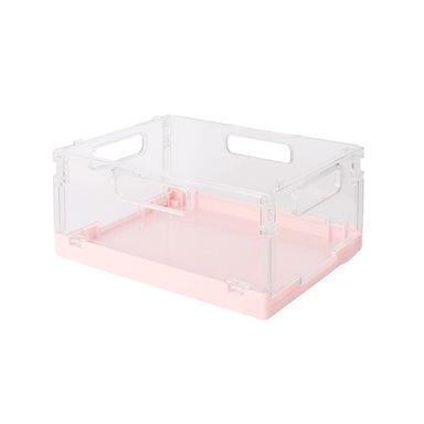 Organizador De Escritorio Con Asas Plegable Macaron Sintético Rosa 20.5x15.3x9 cm