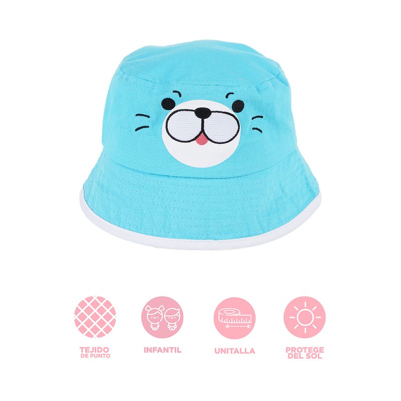 Sombrero-De-Copa-Animal-Faces-Textil-Verde-Aqua-Unitalla-Infantil-4-30748