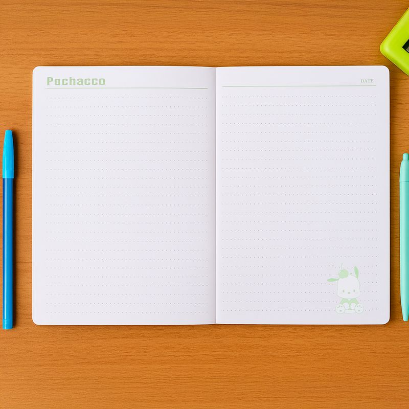 Libreta-Sanrio-Pochacco-Pasta-Suave-Verde-14x20-4-cm-104-Hojas-Rayas-2-30884