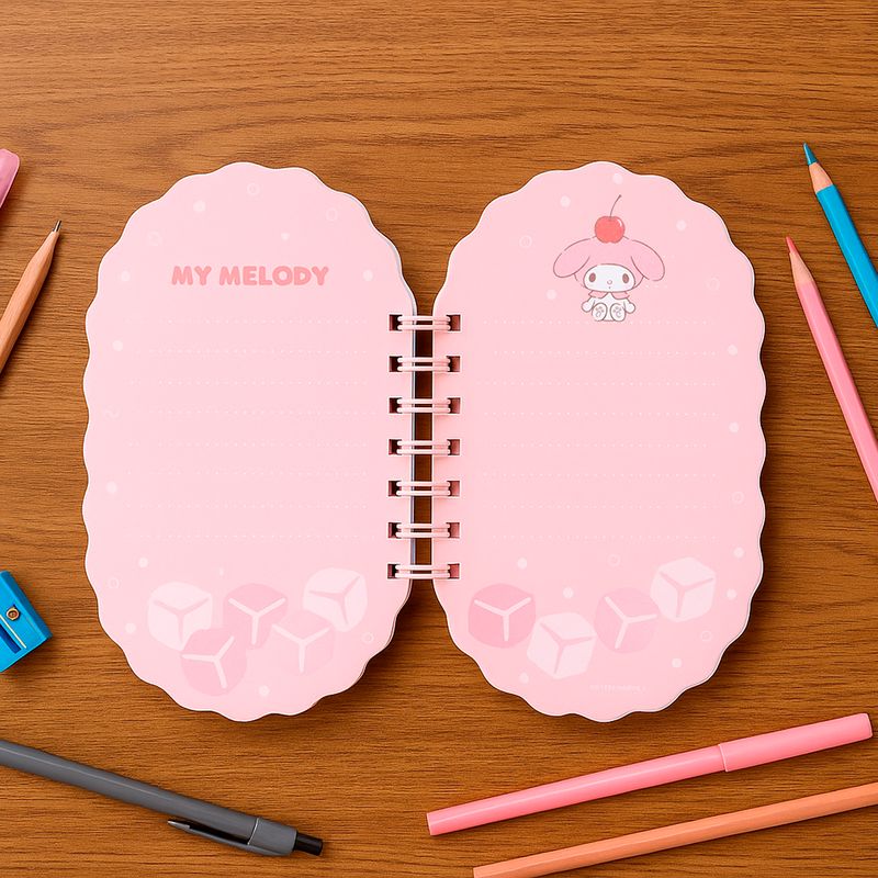 Mini-Libreta-De-Espiral-Con-Pluma-Sanrio-My-Melody-Rosa-9-8x17-2-cm-90-Hojas-Rayas-2-30887