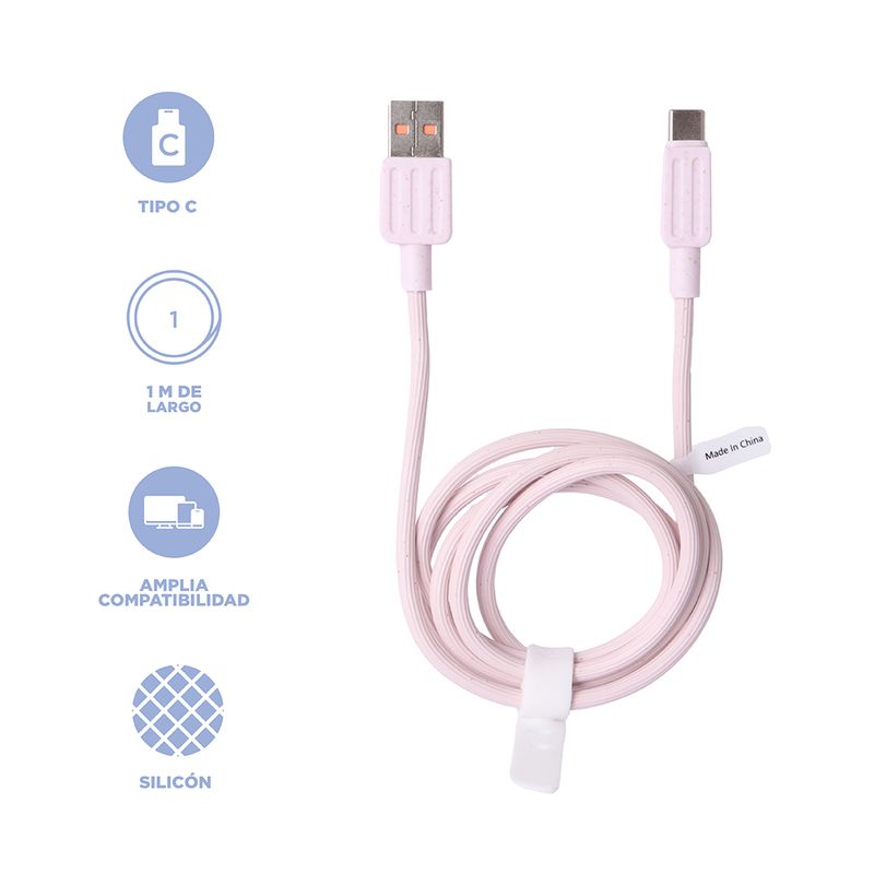 Cable-De-Carga-Super-R-pida-Y-Datos-USB-A-Tipo-C-Nailon-Reforzado-Rosa-1-m-66-W-3-30893