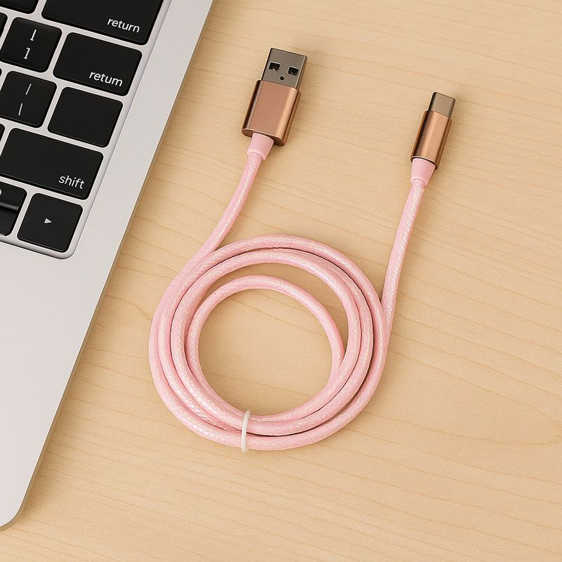 Cable-De-Carga-R-pida-Y-Datos-USB-A-Tipo-C-Nailon-Reforzado-Rosa-1-m-2-30897