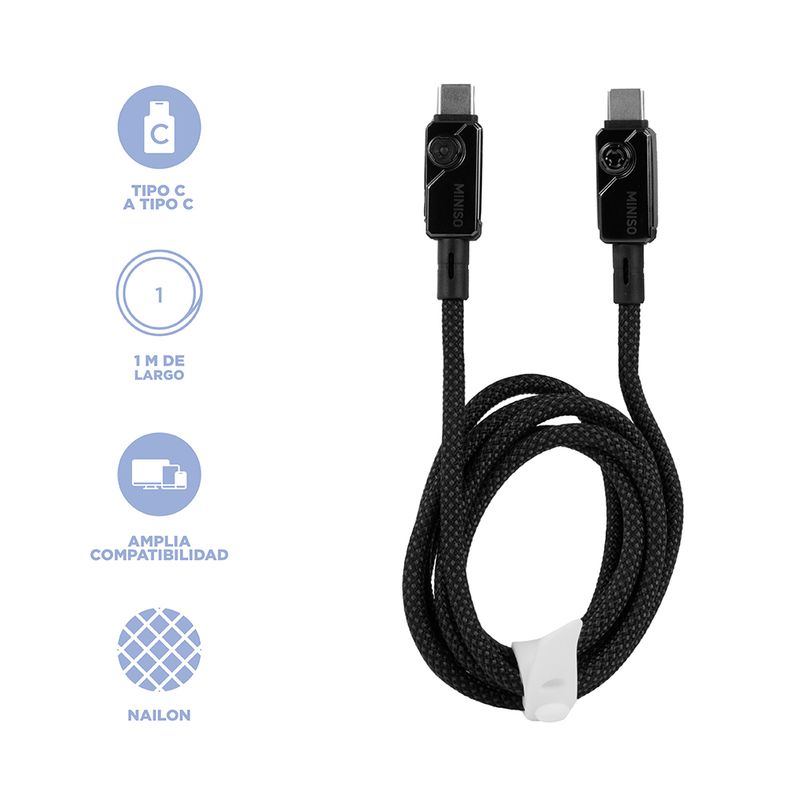 Cable-De-Carga-R-pida-Y-Datos-Tipo-C-Nailon-Reforzado-Negro-1-m-60-W-3-30898