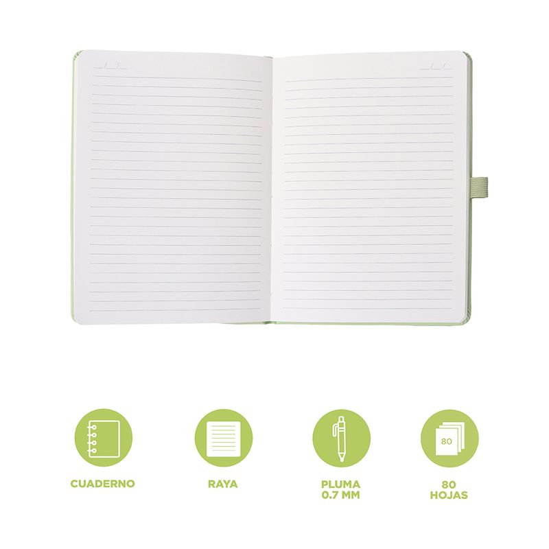 Libreta-Con-Pluma-Pasta-Dura-Verde-14-5x21-cm-80-Hojas-Rayas-3-30953