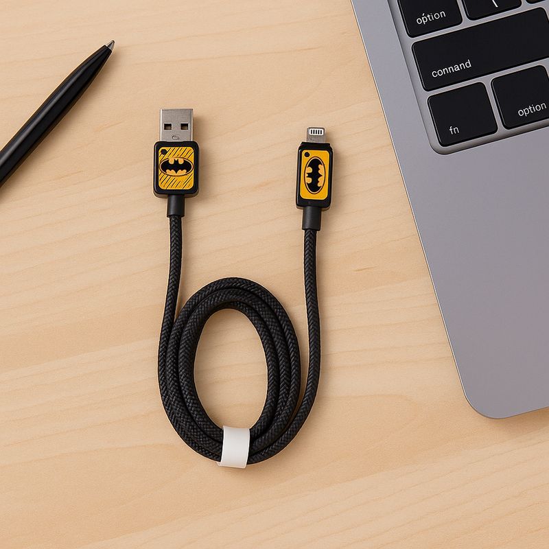 Cable-De-Carga-Super-R-pida-Y-Datos-DC-Batman-USB-A-Lightning-Nailon-Reforzado-Negro-1-m-12-W-2-30976