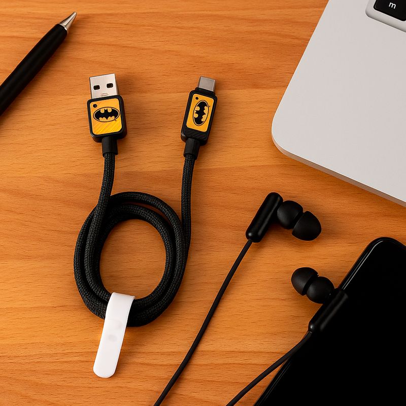 Cable-De-Carga-Super-R-pida-Y-Datos-DC-Batman-USB-A-Tipo-C-Nailon-Reforzado-Negro-1-m-66-W-2-30978
