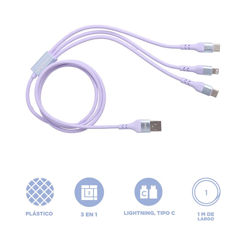 Cable-De-Carga-R-pida-Life-Is-For-Fun-Sint-tico-Morado-1-m-15-W-Multiconector-3-31006