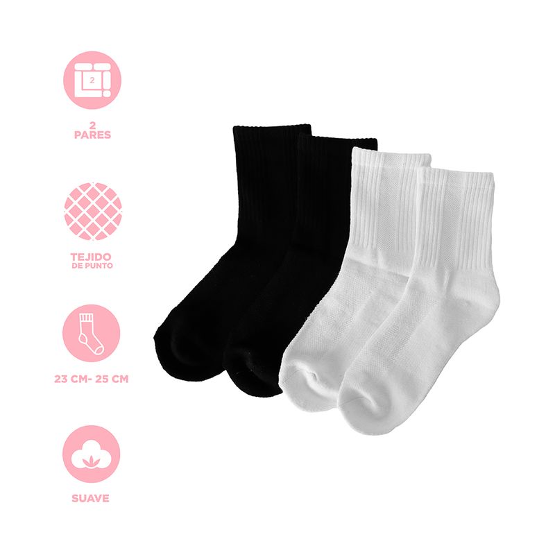 Set-Calcetines-Para-Mujer-72-Poli-ster-23-Algod-n-4-Elastodieno-1-Elastano-Multicolor-Talla-23-25-2-Pares-4-31068
