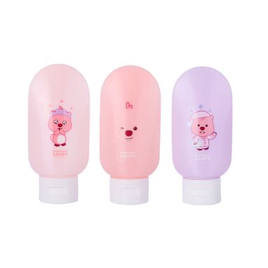 Set Botellas De Viaje Zanmang Loopy Plástico Rosas 60 ml 3 Piezas