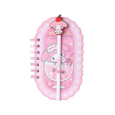 Mini Libreta De Espiral Con Pluma Sanrio My Melody Rosa 9.8x17.2 cm 90 Hojas Rayas