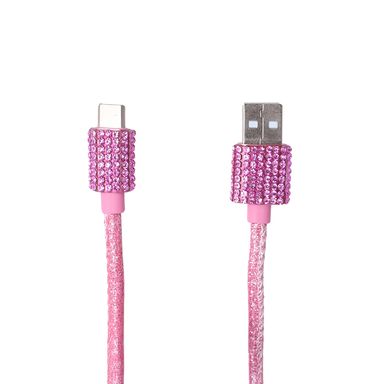 Cable De Carga Rápida Y Datos USB A Tipo C Nailon Reforzado Rosa 1 m 25 W Diamond Like