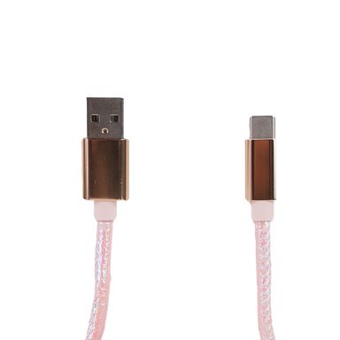 Cable De Carga Rápida Y Datos USB A Tipo C Nailon Reforzado Rosa 1 m