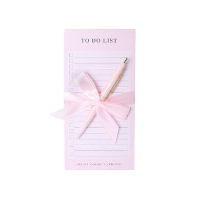 Bloc De Notas Con Pluma Rosa 8.8x20.2 cm 80 Hojas Rayas