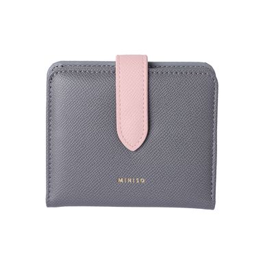 Cartera Para Mujer Con Broche Sintética Gris 19x10x2 cm