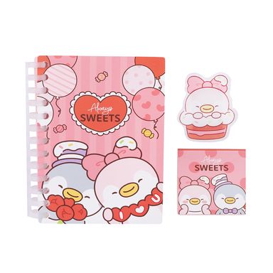 Kit De Anotaciones Mini Family Rosas 8.8x12.5 cm, 5x5 cm , 1.9x1.9 cm 48 Hojas, 30 Hojas, 3 Piezas