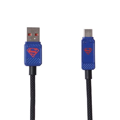 Cable De Carga Super Rápida Y Datos DC Superman USB A Tipo C Nailon Reforzado Negro 1 m 66 W