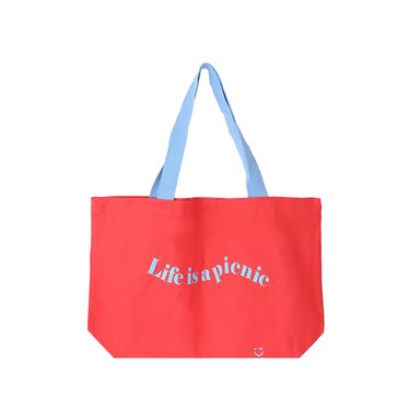 Bolsa De Compras Estampado Tipográfico Textil Roja 50x12x33 cm