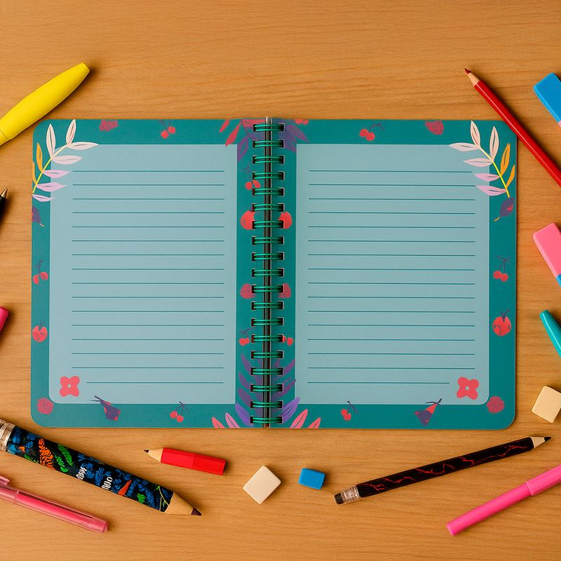Libreta-De-Espiral-Estampado-De-Frutas-Verde-Rayas-2-31103
