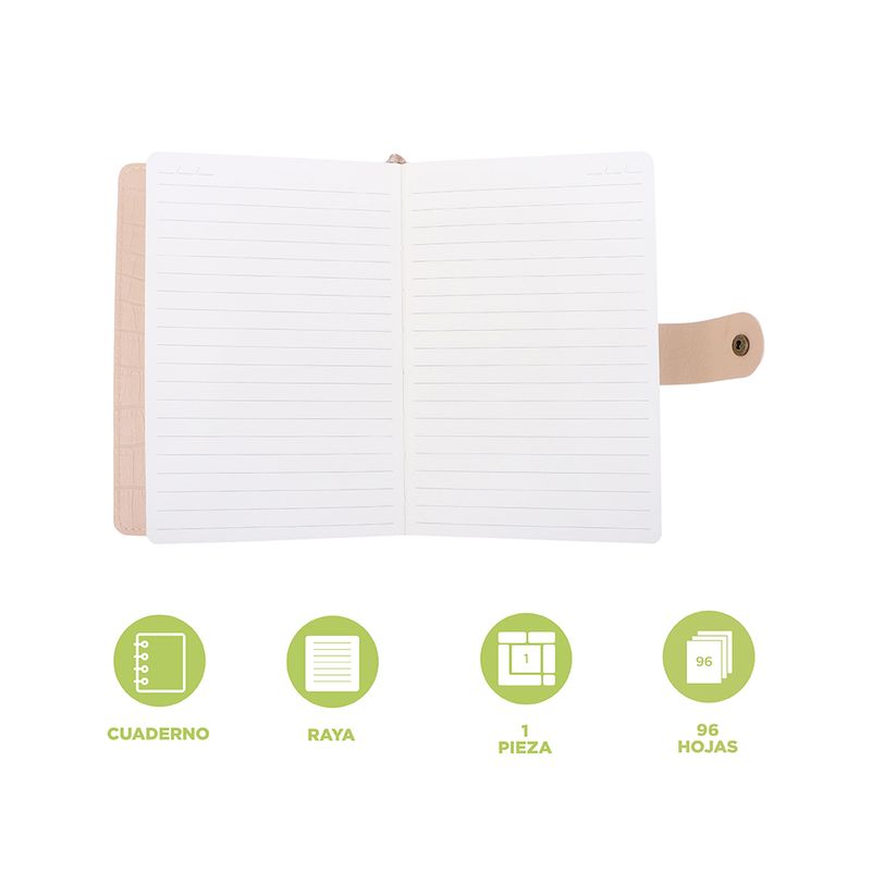 Libreta-Tipo-Piel-De-Cocodrilo-Beige-11-7x17-cm-96-Hojas-Rayas-3-31149
