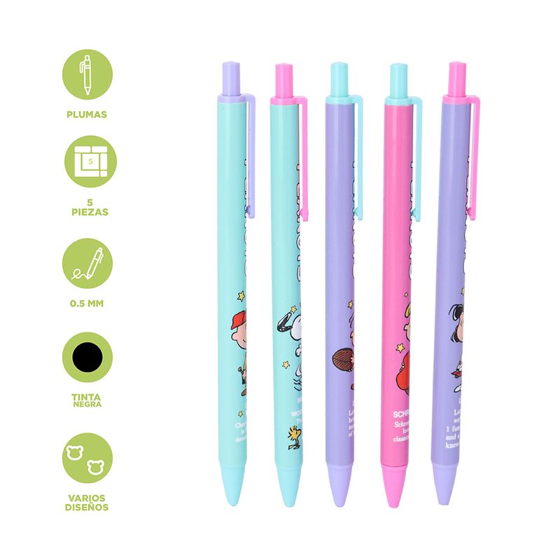 Set-Plumas-Snoopy-Vintage-Tinta-Negra-0-5-mm-5-Piezas-3-31234