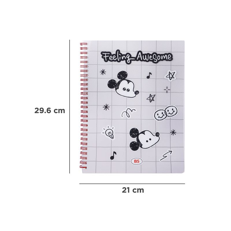 Libreta-De-Espiral-Disney-Mickey-Mouse-Pasta-Suave-Gris-21x29-6-cm-60-Hojas-Rayas-4-31256