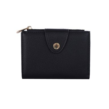 Cartera Para Mujer Acabado Tipo Piel Sintética Negra 13x10x2 cm