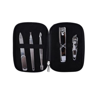 Kit Manicure Con Estuche Black Gold Acero Inoxidable Profesional 5 Piezas