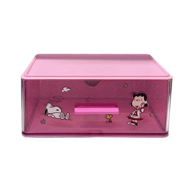 Organizador De Escritorio Con Cajón Snoopy Vintage Plástico Rosa