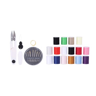 Kit De Costura Con Estuche Macaron Sintético Verde Aqua 50 Piezas