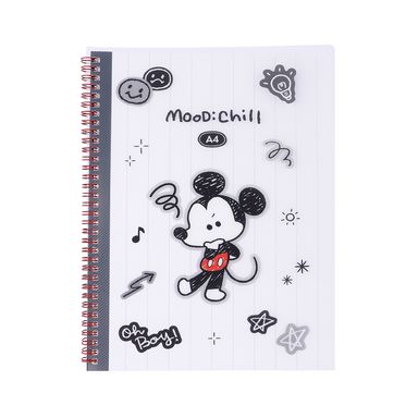 Libreta De Espiral Disney Mickey Mouse Pasta Suave Gris 21x29.6 cm 60 Hojas Rayas