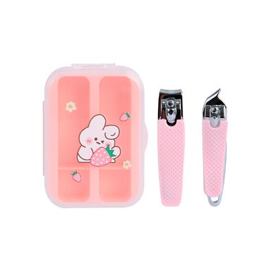 Set De Cortaúñas Miniso Conejito Con Estuche Rosas 2 Piezas
