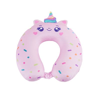 Almohada De Viaje Mis Pastelitos Estampado De Unicornio Memory Foam Rosa 28x30 cm