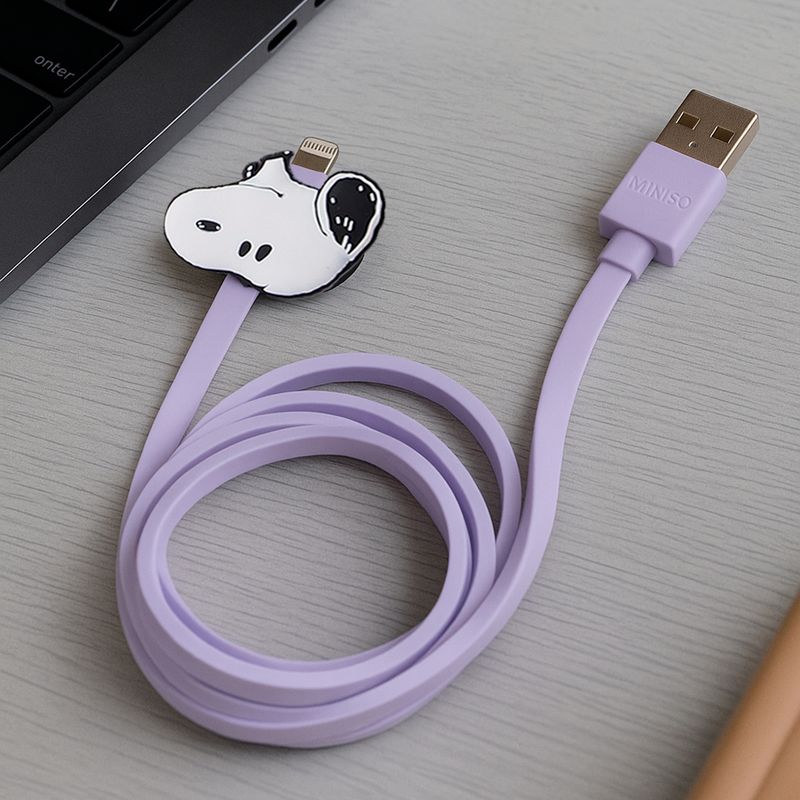 Cable-De-Carga-Y-Datos-USB-A-Lightning-Snoopy-Vintage-Lila-2-31453