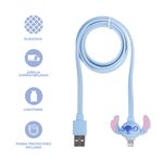 Cable-De-Carga-Y-Datos-Con-Funda-Disney-Stitch-USB-A-Lightning-Sint-tico-Azul-3-31459