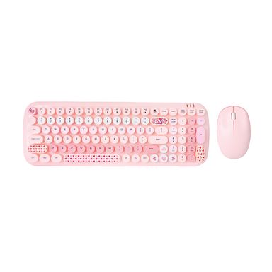 Teclado Y Mouse Inalámbrico Sintéticos Rosas 39.1x13.5 cm, 6.7x10.5x3.8 cm 2 Piezas