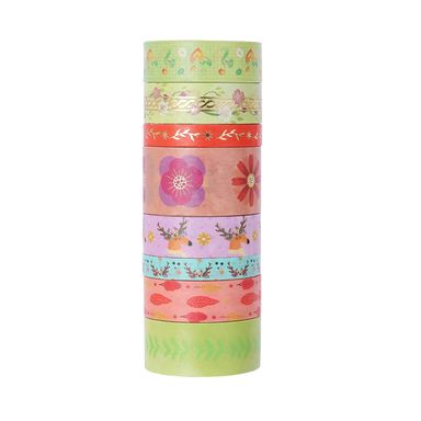 Set Cintas Adhesivas Estampados Multidiseño Washi Multicolor 8 Piezas
