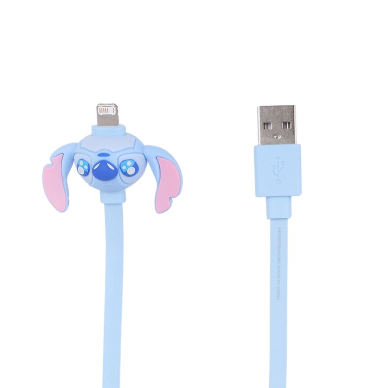 Cable-De-Carga-Y-Datos-Con-Funda-Disney-Stitch-USB-A-Lightning-Sint-tico-Azul-1-31459