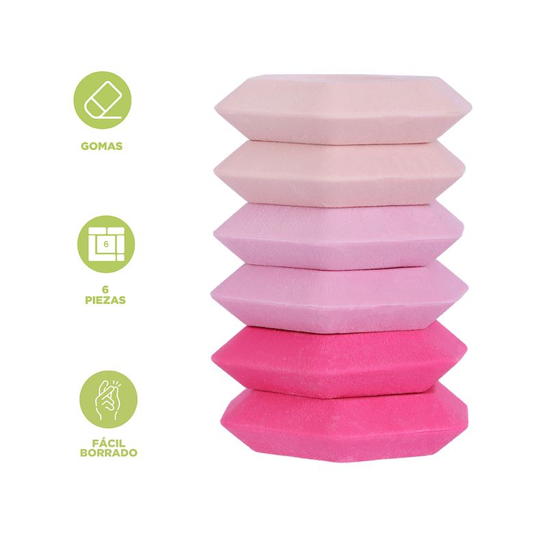 Set-Gomas-De-Borrar-Hexagonales-Rosas-6-Piezas-3-31654