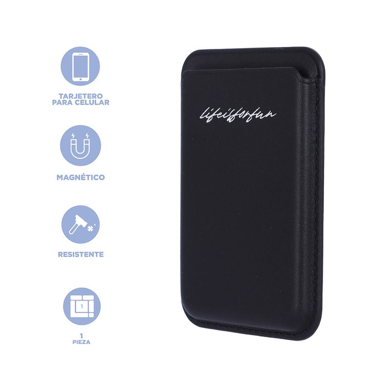 Tarjetero-Para-Celular-Magn-tico-Life-Is-For-Fun-Sint-tico-Negro-9-6x6-6-cm-3-31719