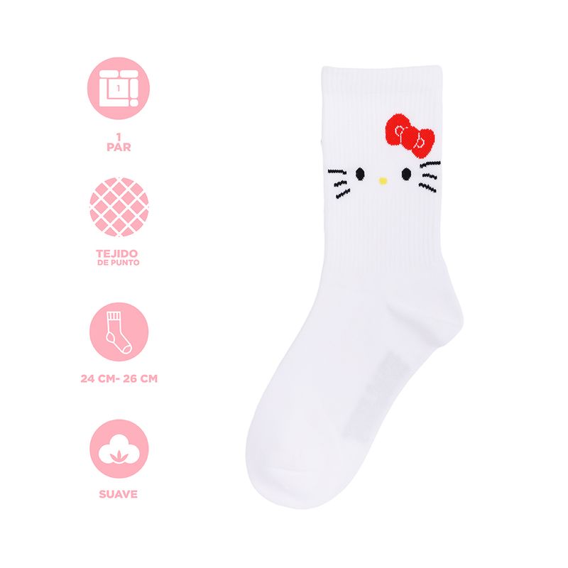 Calcetines-Para-Mujer-Sanrio-Hello-Kitty-Textiles-Blancos-Talla-24-26-3-31724