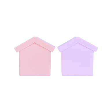 Set Organizadores Para Esponjas De Maquillaje Diseño De Casitas Sintéticas Multicolor 24.5x11 cm 2 Piezas
