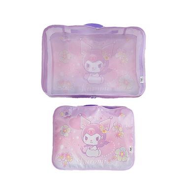Set Bolsas De Viaje Sanrio Kuromi Flower Language Textiles Lila 2 Piezas