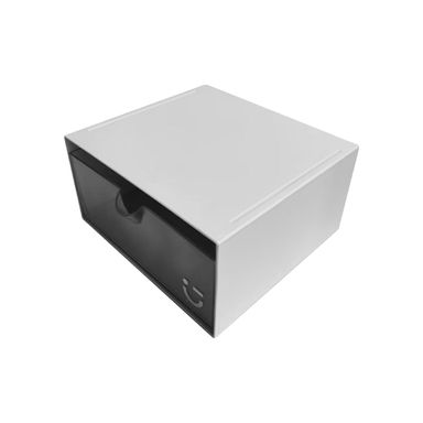 Organizador De Escritorio Con Cajón Silver & Gray Sintético Blanco 18.3x17.6x9.2 cm