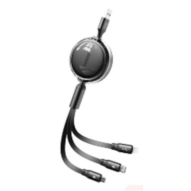Cable De Carga Multiconector 3 En 1 Sintético Negro