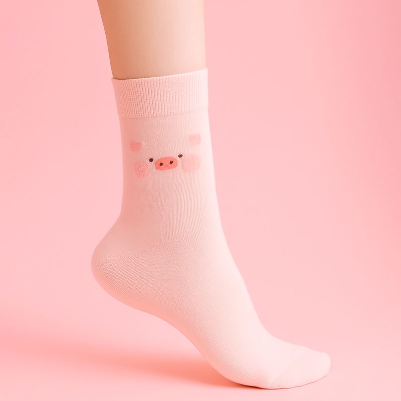 Calcetines-Para-Mujer-Lulu-La-Cerdita-60-Algod-n-34-Poli-ster-3-Poliamida-3-Elastano-Rosa-Talla-23-25-2-31954