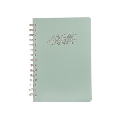 Libreta De Espiral Estampado Tipográfico Verde 14.2x21 cm 80 Hojas Rayas