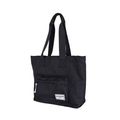 Bolso De Hombro Life Is For Fun Textil Negro 30x42 cm